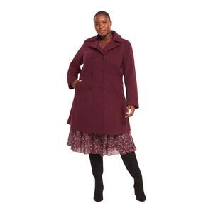 Lane Bryant Deep Wine Pea Coat